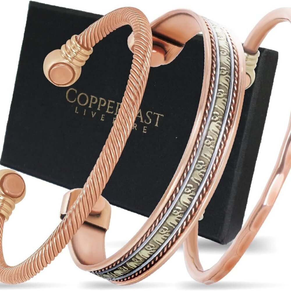 Copper Bracelets- for Men and Women| Set of 3 with Gift Bag |Handmade 100%